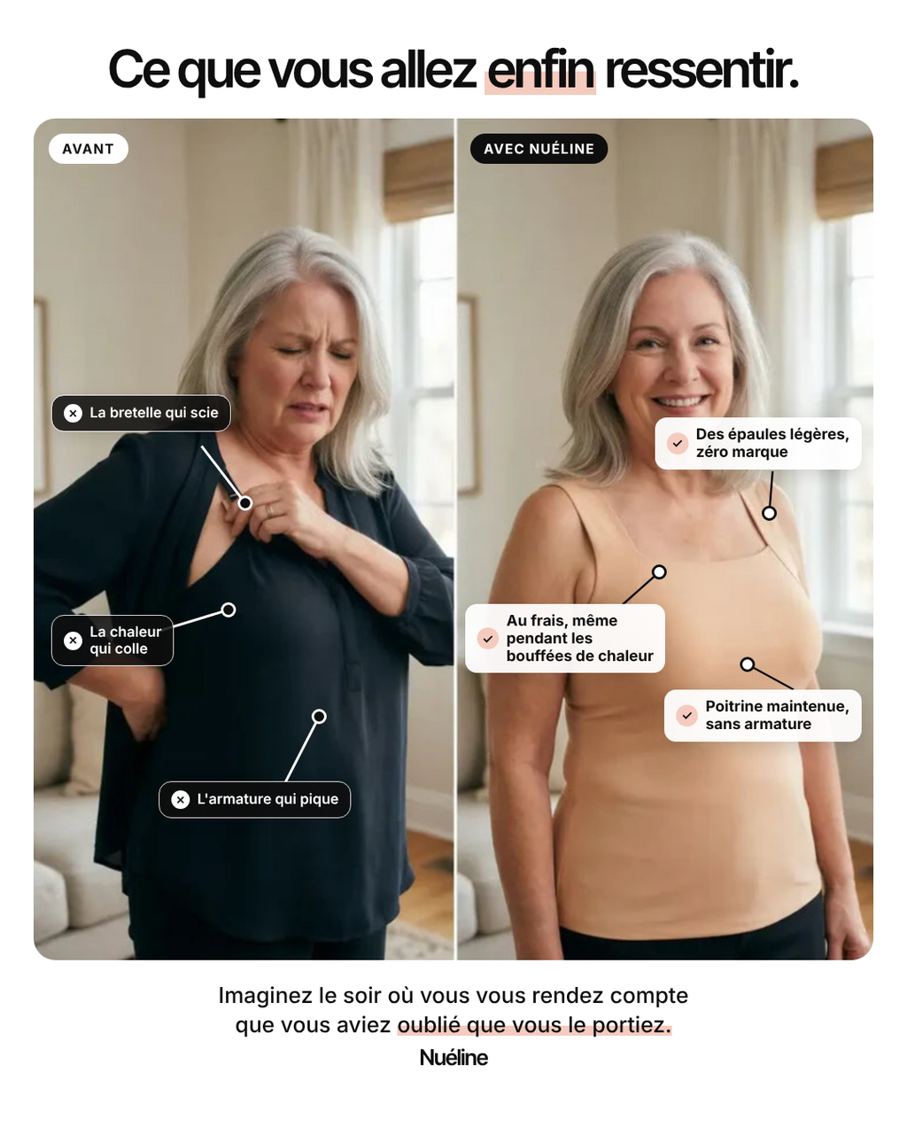 Le Débardeur Nuéline — Soutien-gorge intégré, sans armatures